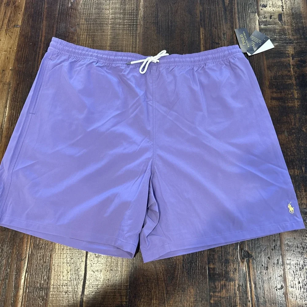 Polo Ralph Lauren Classic Swim Trunks Size 4XLT light Purple Lined‎ New NWT